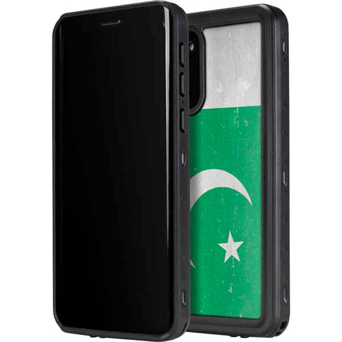 Pakistan Flag Distressed Galaxy S20 Plus Waterproof Case